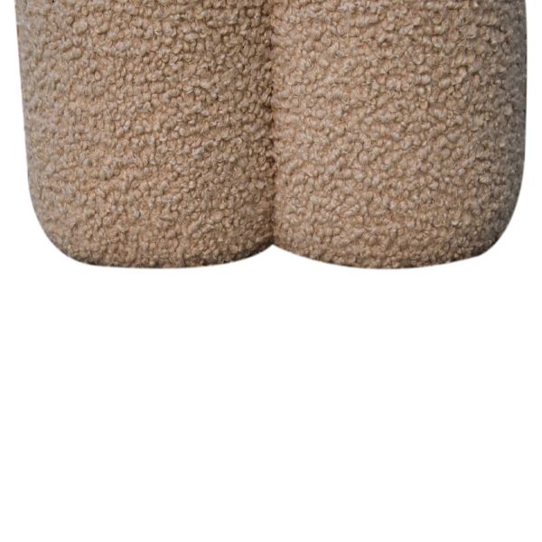 Solid Mango Wood Brown Boucle Clover Footstool - Image 7