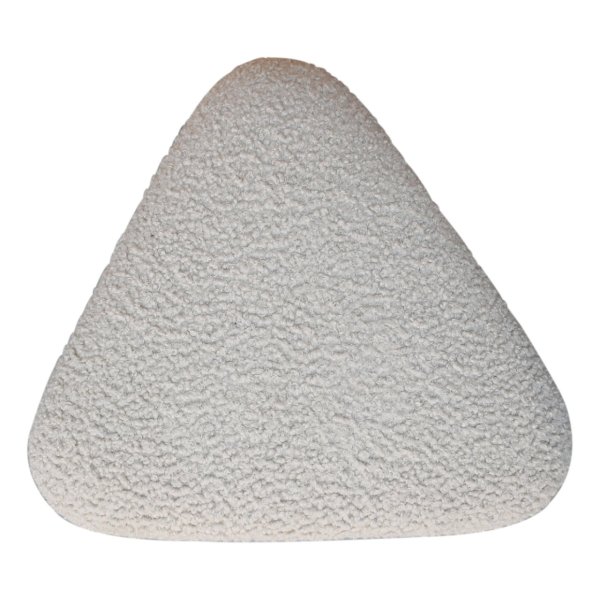 Solid Mango Wood Oak Finished Cream Boucle Upholstered Triangle Footstool - Image 7