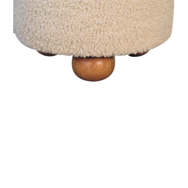 Solid Mango Wood Cream Boucle Upholstered Storage Footstool - Image 9