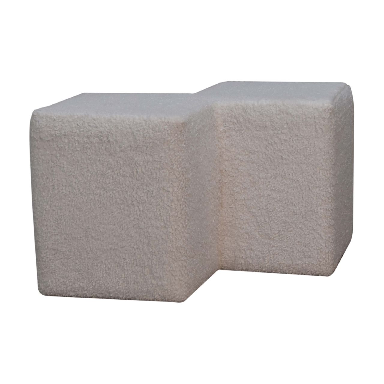 Solid Mango Wood White Boucle Twin Footstool - Image 2