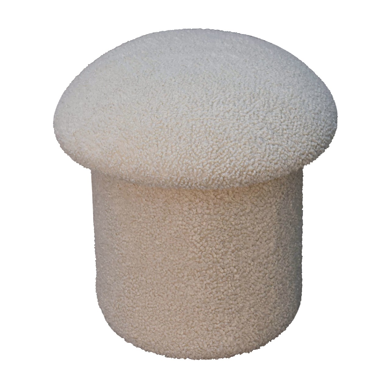 Solid Mango Wood Cream Boucle Mushroom Footstool - Image 2
