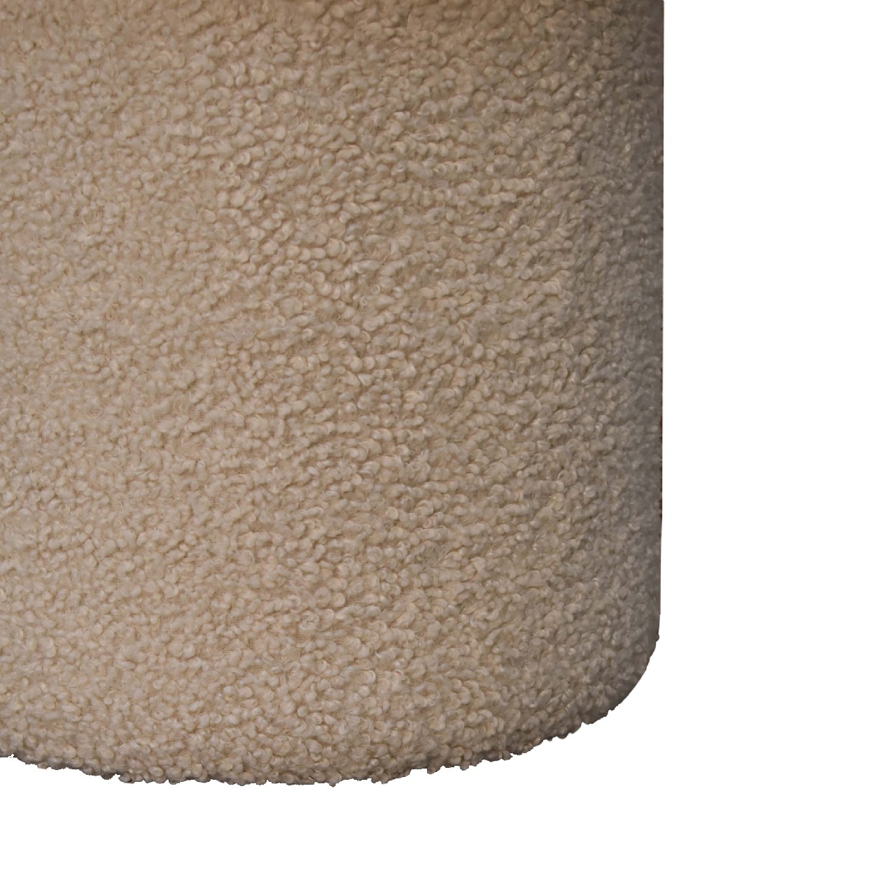 Solid Mango Wood Cream Boucle Mushroom Footstool - Image 6