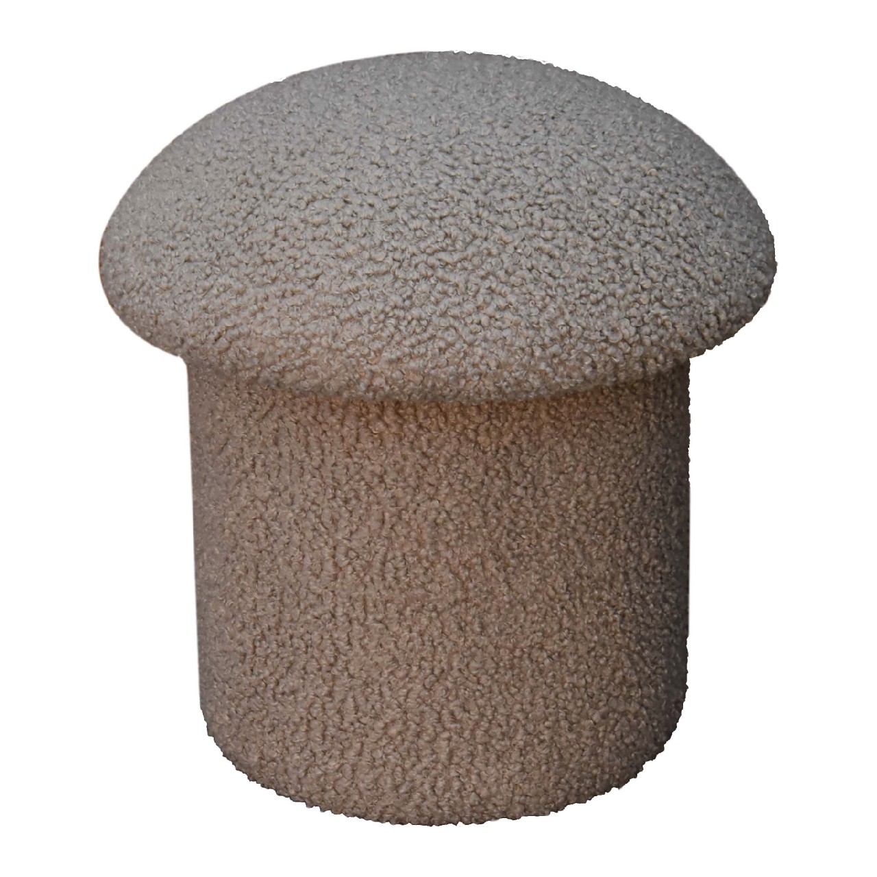 Solid Mango Wood Brown Boucle Mushroom Footstool - Image 2