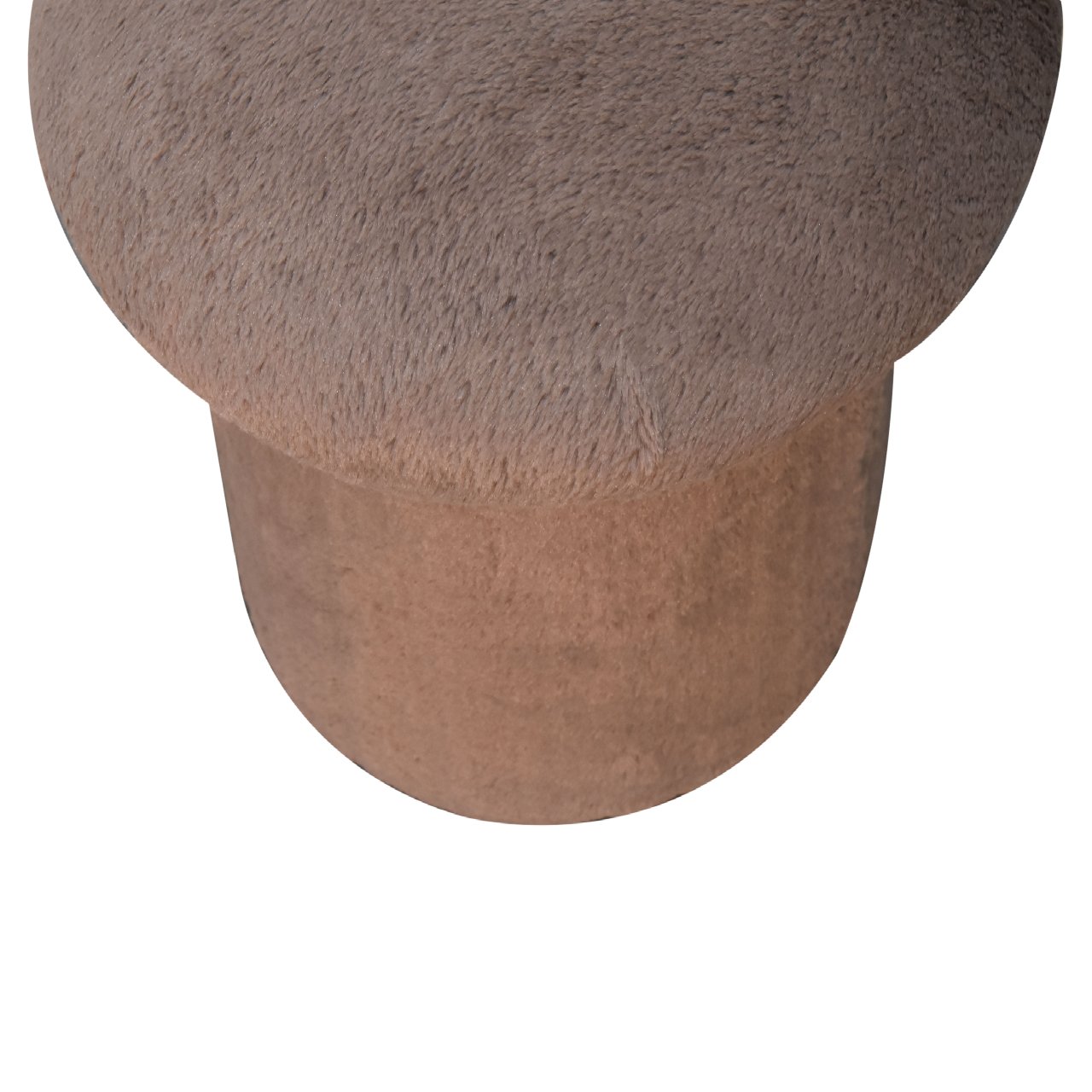Solid Mango Wood Mocha Faux Fur Mushroom Footstool - Image 4