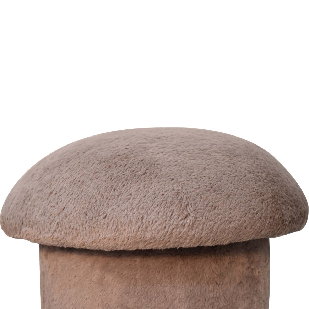 Solid Mango Wood Mocha Faux Fur Mushroom Footstool - Image 5