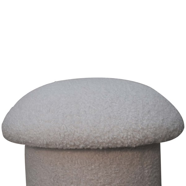 Solid Mango Wood White Boucle Mushroom Footstool - Image 3