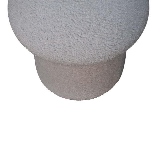 Solid Mango Wood White Boucle Mushroom Footstool - Image 4