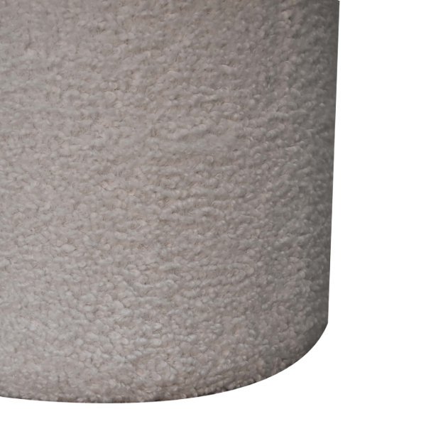 Solid Mango Wood White Boucle Mushroom Footstool - Image 6