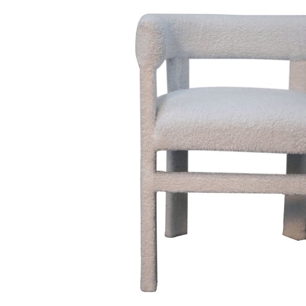 Solid Mango Wood White Boucle Occasional Chair - Image 4