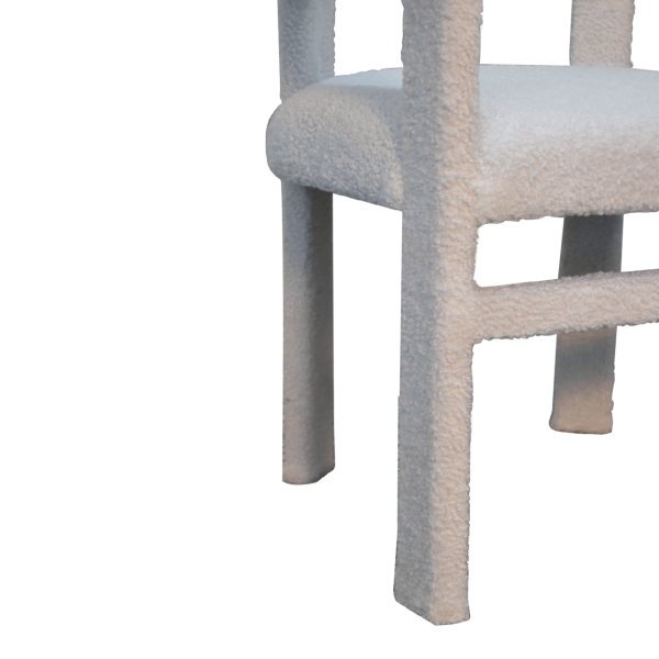 Solid Mango Wood White Boucle Occasional Chair - Image 7