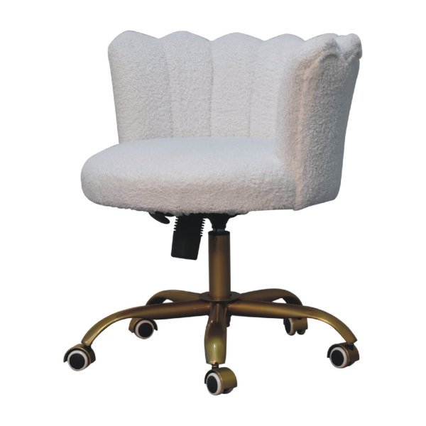 Solid Mango Wood White Boucle Swivel Chair - Image 2