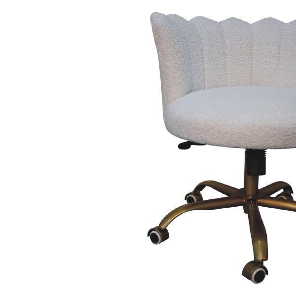 Solid Mango Wood White Boucle Swivel Chair - Image 6