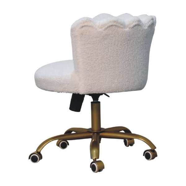 Solid Mango Wood White Boucle Swivel Chair - Image 8