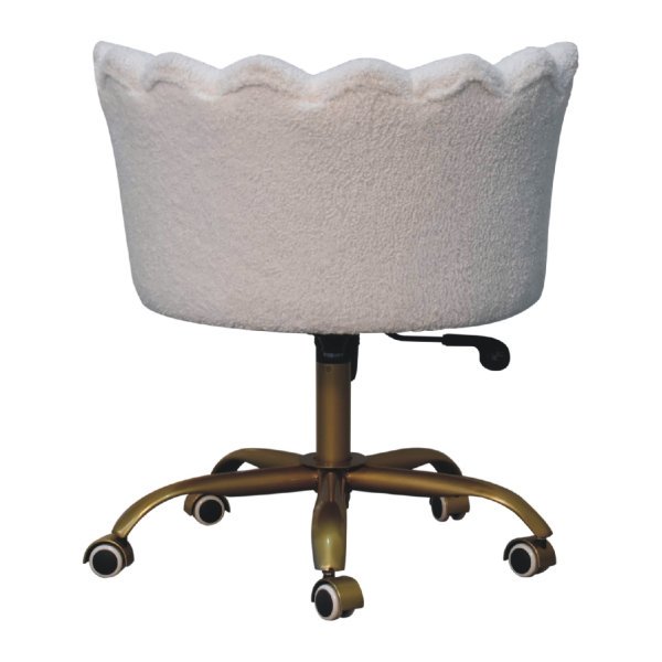 Solid Mango Wood White Boucle Swivel Chair - Image 9