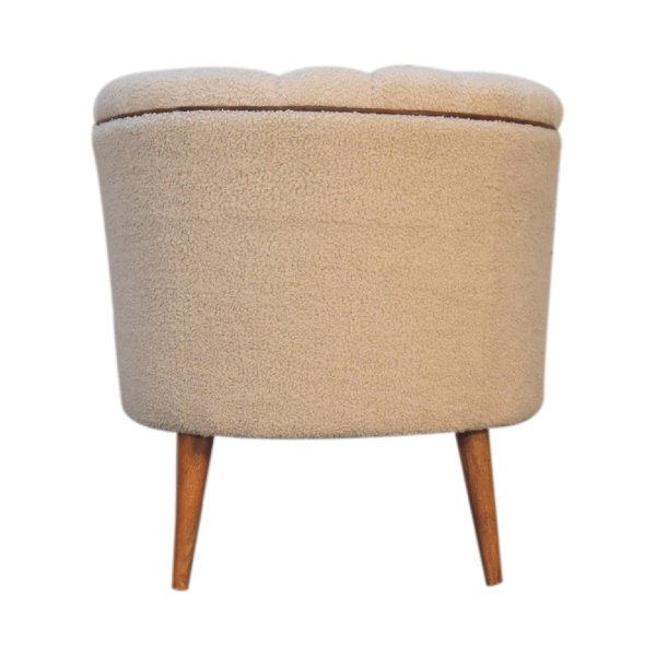 Solid Mango Wood Boucle Cream & Leather Armchair - Image 9
