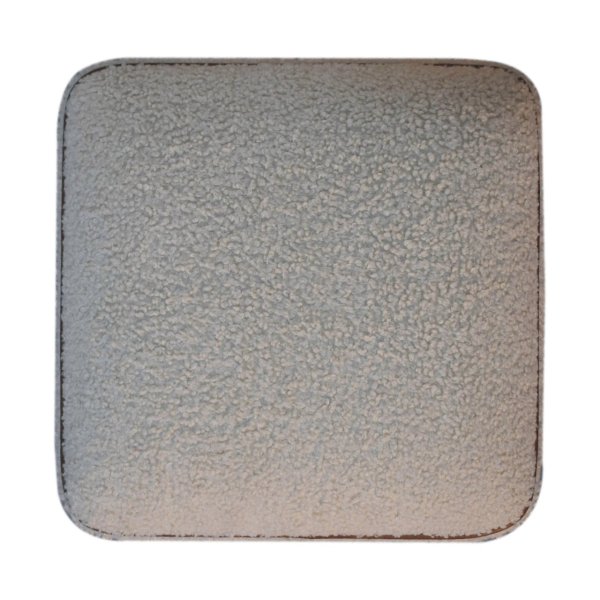 Solid Mango Wood Oak Finished Boucle & Leather Upholstered Serenity Footstool with Ball Feet - Image 9