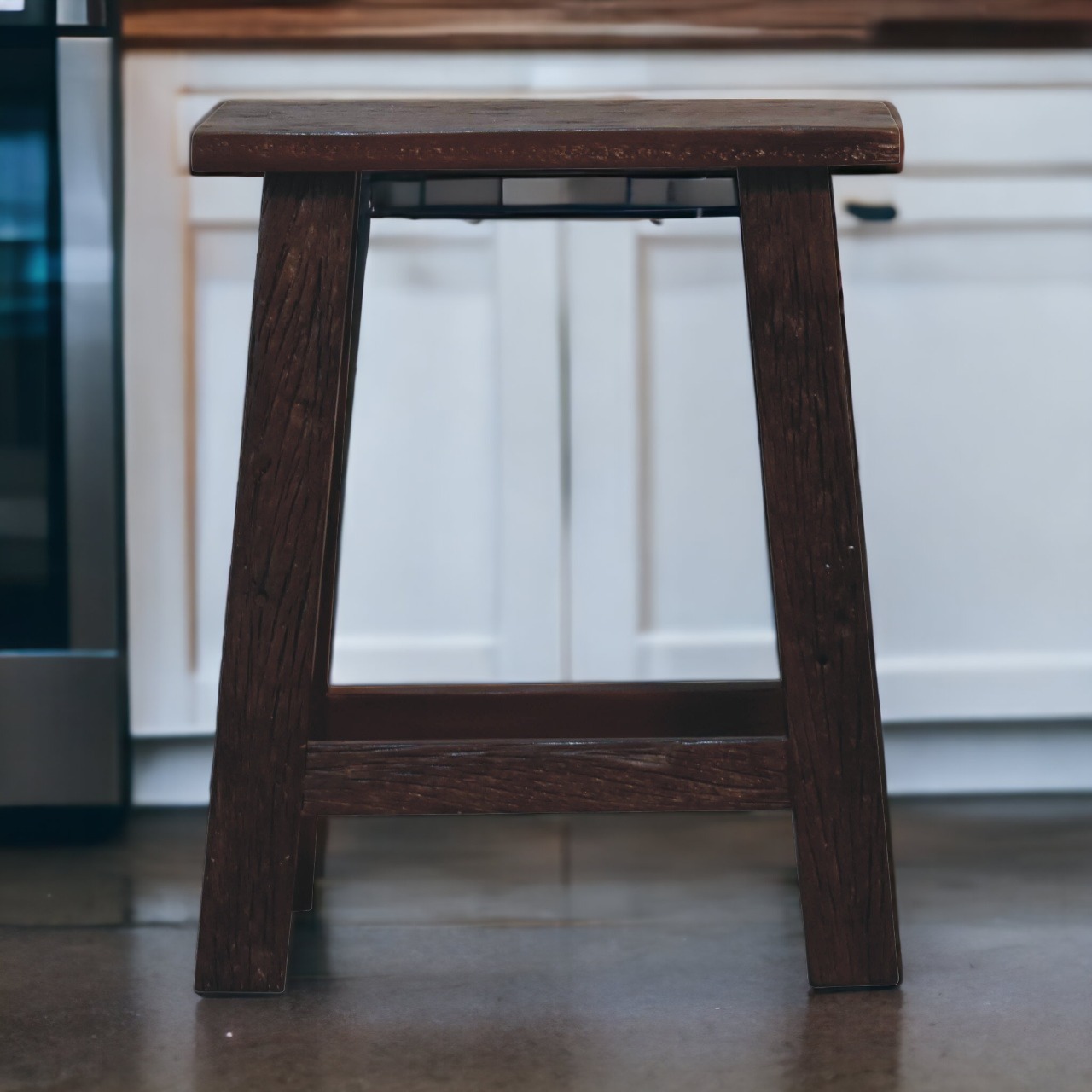 Solid Mango Wood Reclaimed Wood Chunky Cube Stool