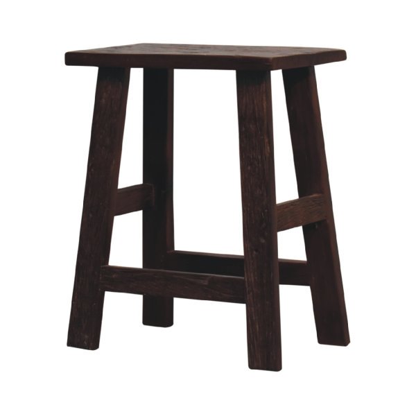 Solid Mango Wood Reclaimed Wood Chunky Cube Stool - Image 2