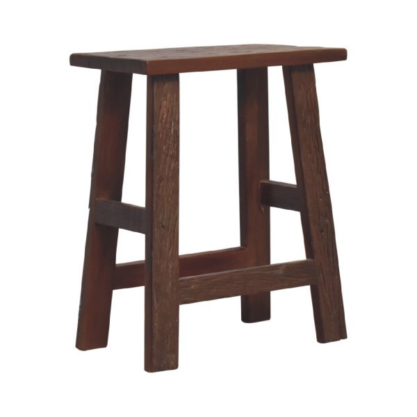 Solid Mango Wood Reclaimed Wood Chunky Cube Stool - Image 3