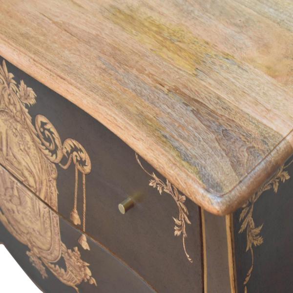 Solid Mango Wood French Style Grey/Green Finish 2 Drawer Coroner Chest - Image 4