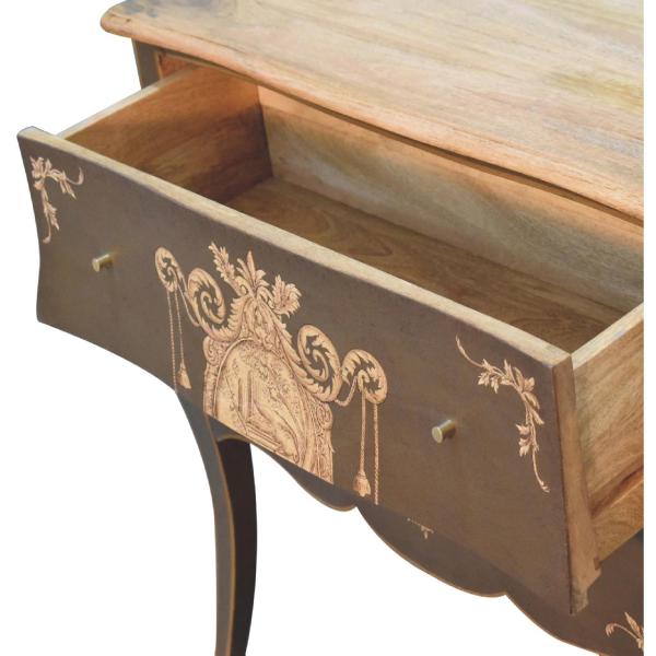 Solid Mango Wood French Style Grey/Green Finish 2 Drawer Coroner Chest - Image 5