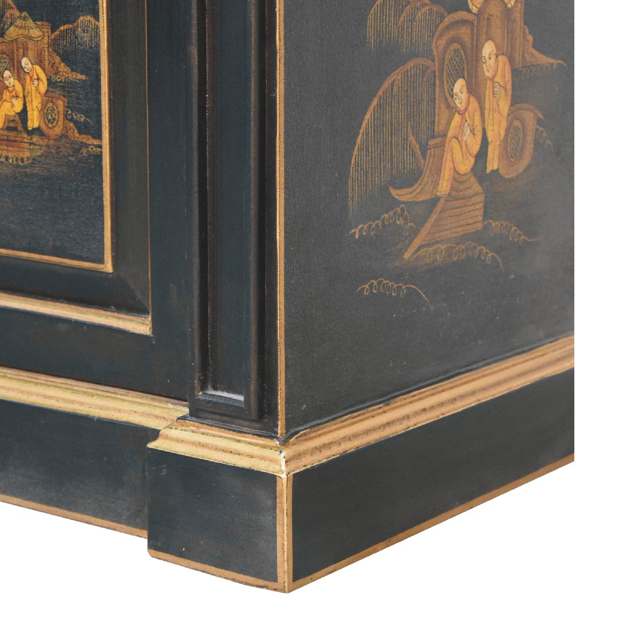 Solid Mango Wood Oriental Hand Painted 2 Door Wine Cabinet - Image 7