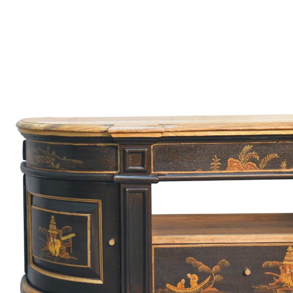 Solid Mango Wood Oriental Finished 2 Door 1 Drawer Media Unit - Image 3