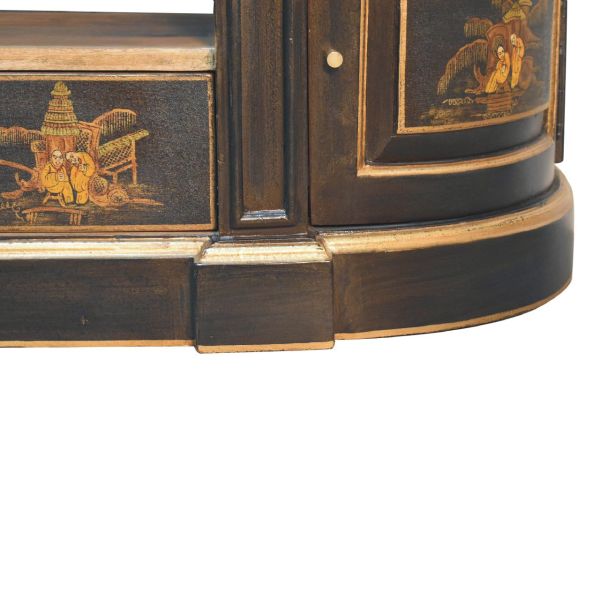 Solid Mango Wood Oriental Finished 2 Door 1 Drawer Media Unit - Image 7