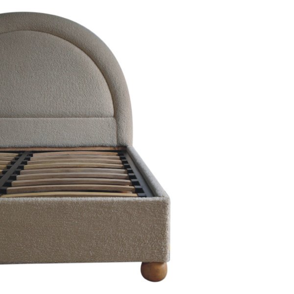 Solid Mango Wood Cream Boucle Upholstered Double Bed - Image 4