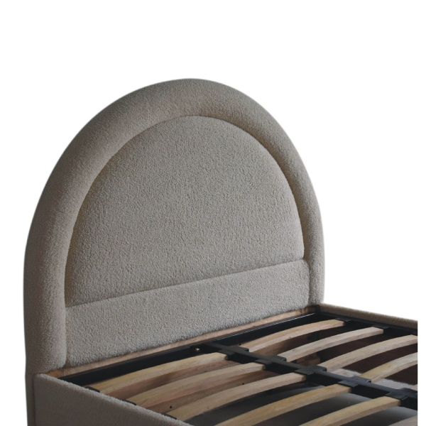Solid Mango Wood Cream Boucle Upholstered Double Bed - Image 5
