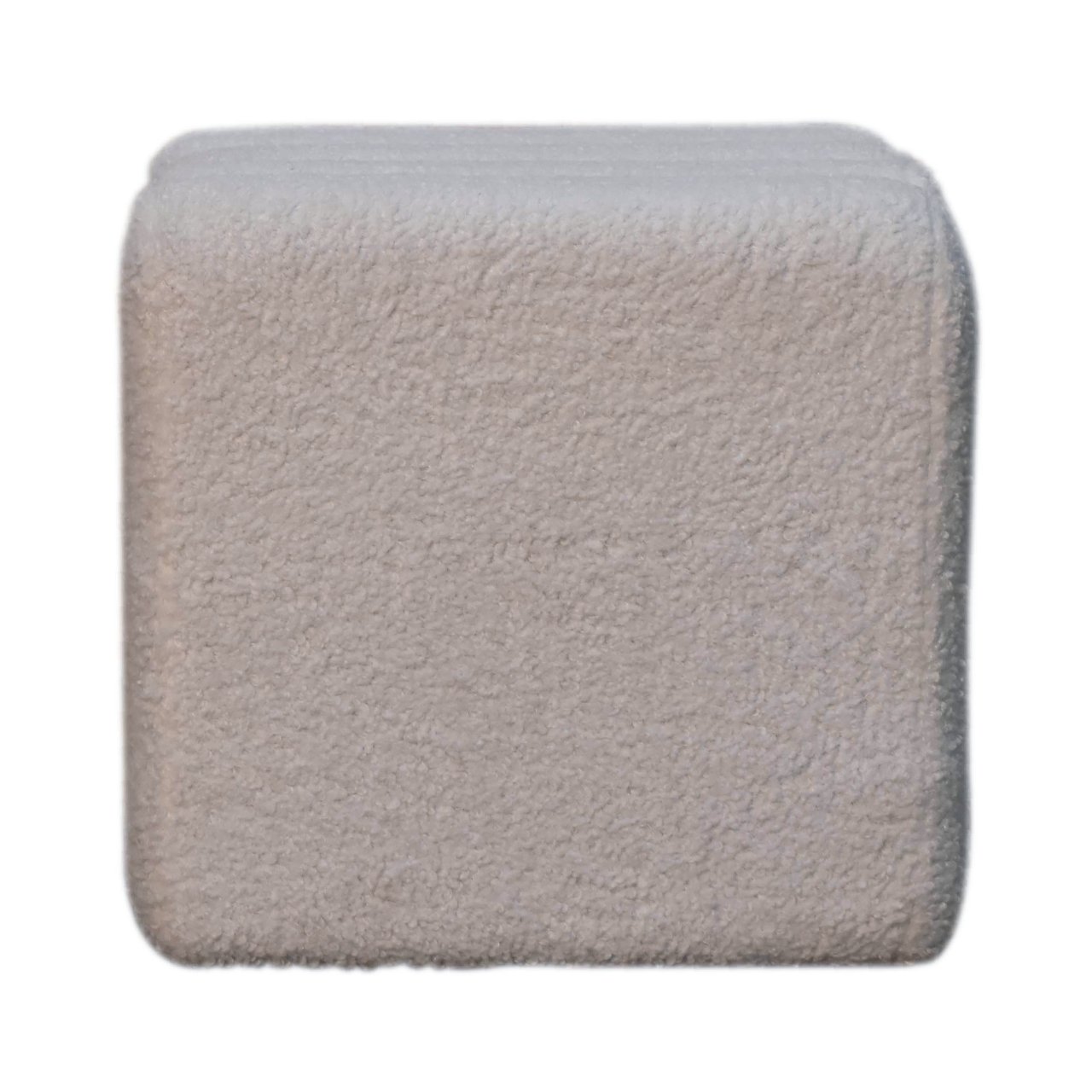 Solid Mango Wood White Boucle Upholstered Wavy Stool - Image 8