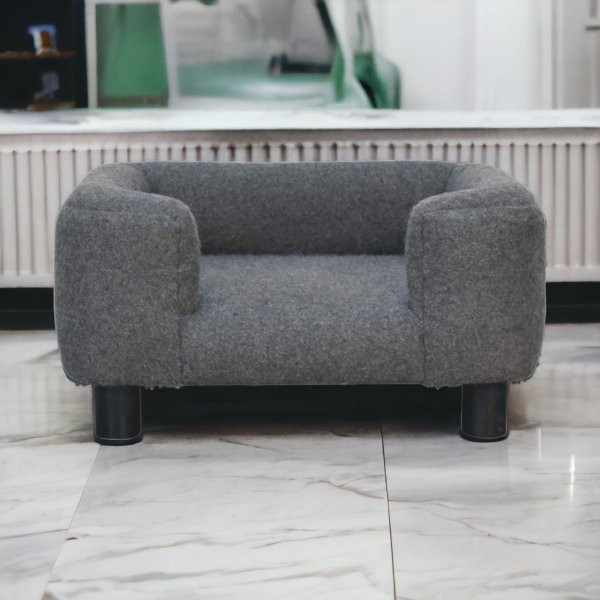 Solid Mango Wood Mini Battleship Tweed Pet Sofa Bed