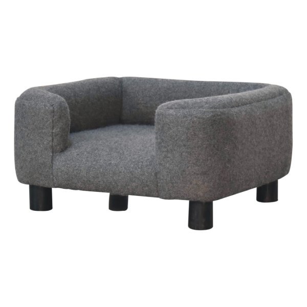 Solid Mango Wood Mini Battleship Tweed Pet Sofa Bed - Image 2