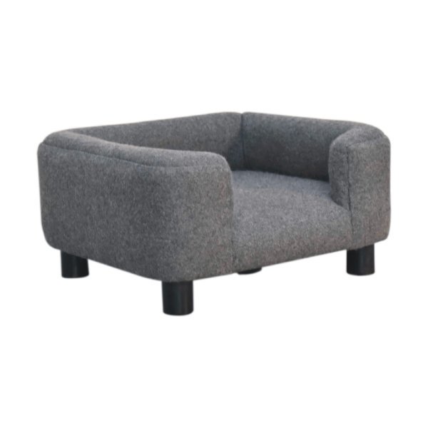 Solid Mango Wood Mini Battleship Tweed Pet Sofa Bed - Image 3