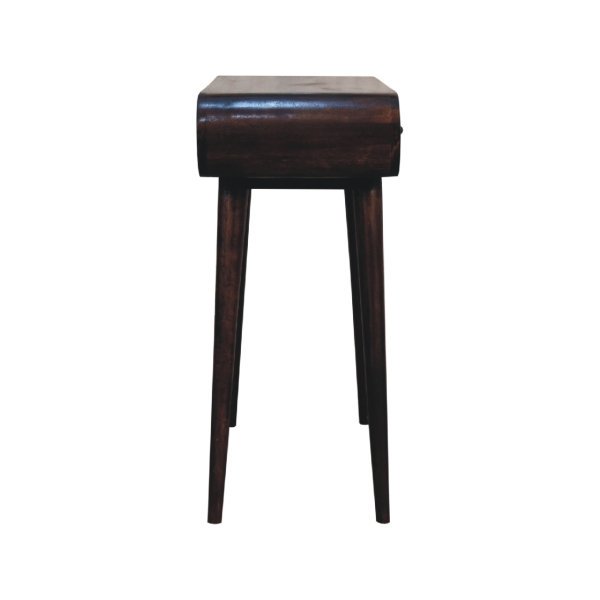 Solid Mango Wood California Walnut Finished 2 Drawer Curved Edge Console Table - Image 8
