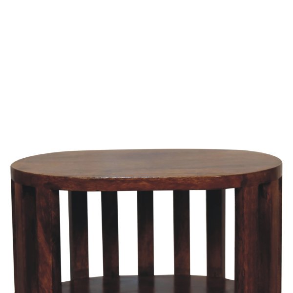 Solid Mango Wood Chestnut Finished Japanese Style Ariella 2 Shelf Bedside - Image 5
