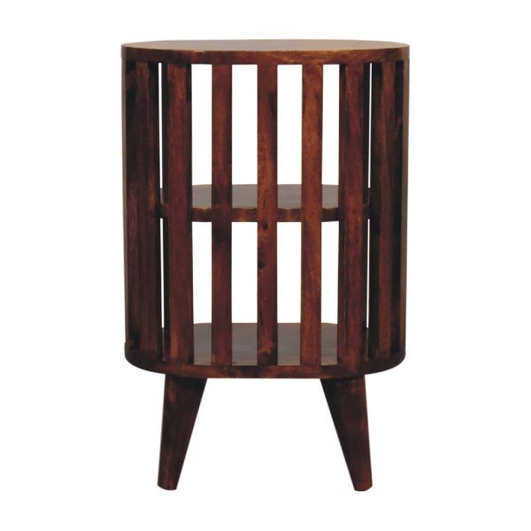 Solid Mango Wood Chestnut Finished Japanese Style Ariella 2 Shelf Bedside - Image 9