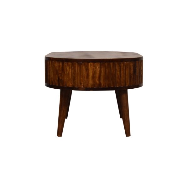 Solid Mango Wood Striped Chestnut Finished 1 Drawer Coffee Table - Image 8