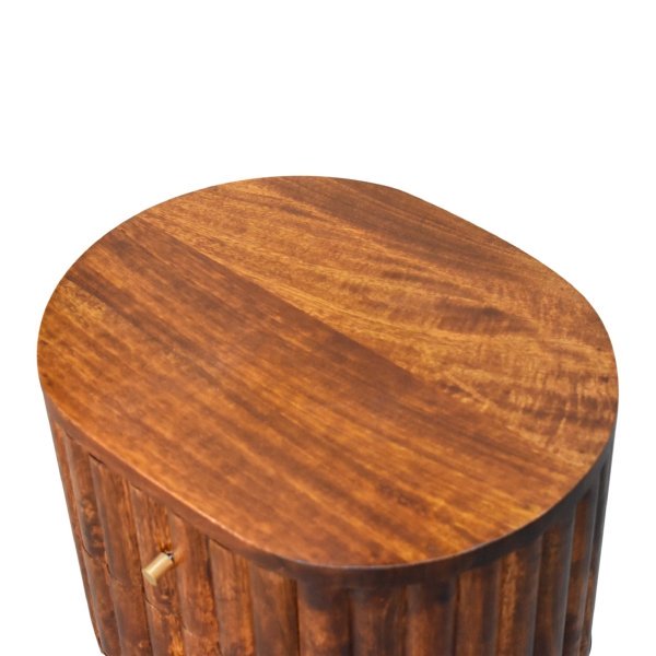 Solid Mango Wood Striped Chestnut Finished 2 Drawer Bedside - Image 6