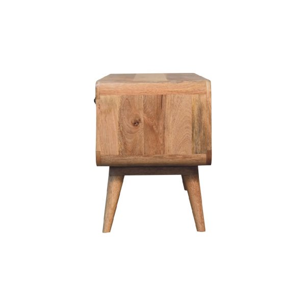 Solid Mango Wood Oak Finished 2 Drawer Reverse Curve Media Unit - Image 7