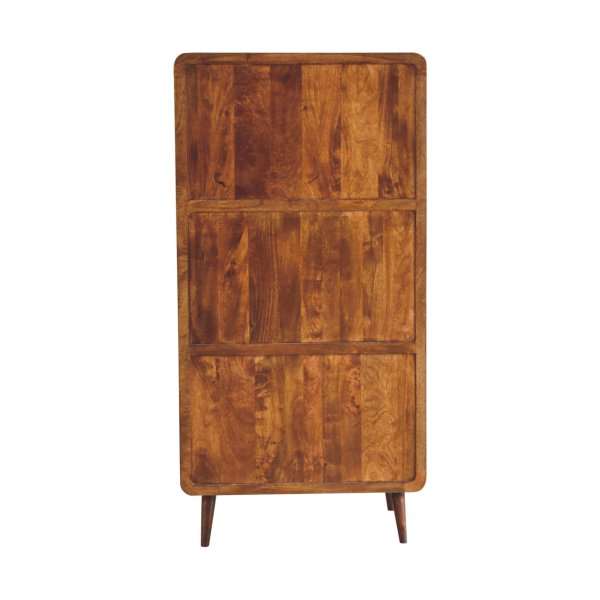 Solid Mango Wood Chestnut Finished 2 Door 1 Drawer Gents Curved Wardrobe - Image 9