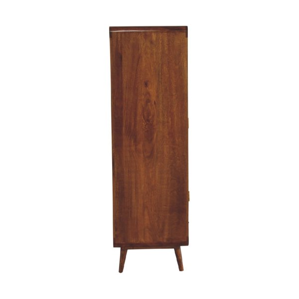 Solid Mango Wood Chestnut Finished 2 Door 1 Drawer Gents Curved Wardrobe - Image 8