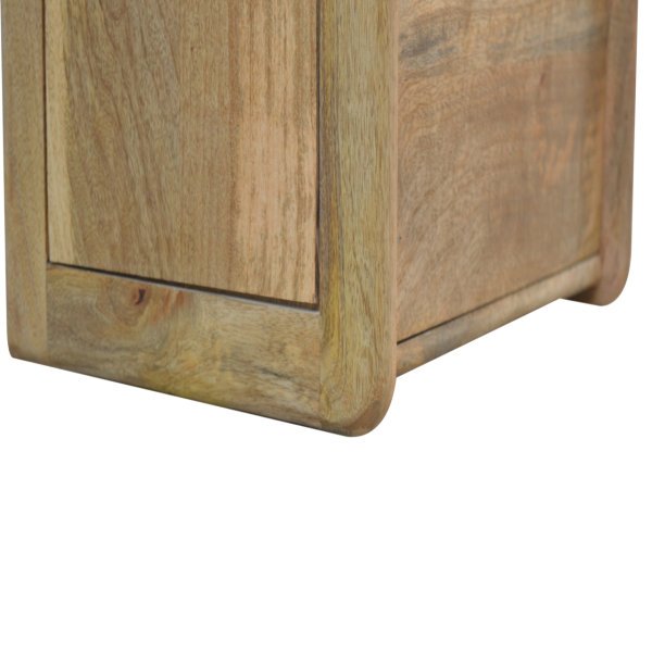 Solid Mango Wood Oak Finished 2 Drawer Gallery Back Bedside - Image 5