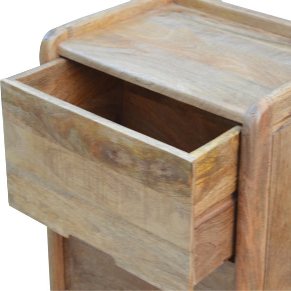 Solid Mango Wood Oak Finished 2 Drawer Gallery Back Bedside - Image 7