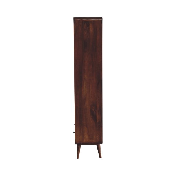 Solid Mango Wood Chestnut Finished 4 Shelf Curved Bookcase - Image 8