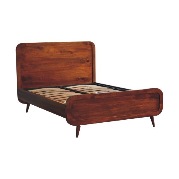 Solid Mango Wood Chestnut Finished 145cm Double Bed - Image 2