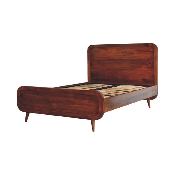 Solid Mango Wood Chestnut Finished 145cm Double Bed - Image 3