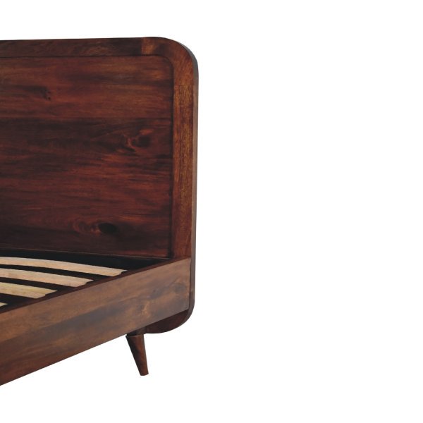 Solid Mango Wood Chestnut Finished 145cm Double Bed - Image 5