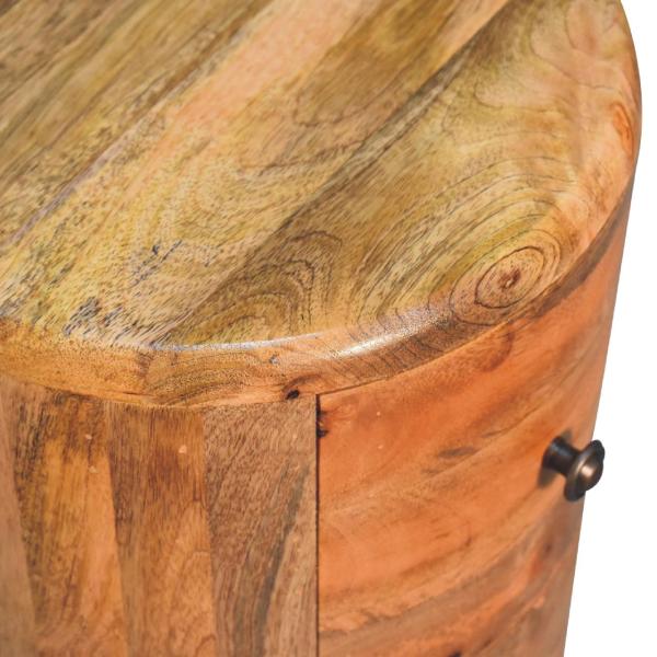 Solid Mango Wood Oak Finished 3 Drawer Drum Chest - Image 5