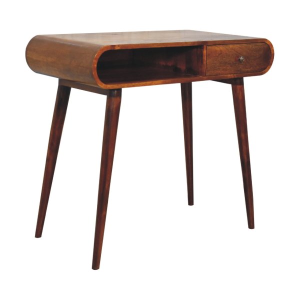 Solid Mango Wood Chestnut Finished 1 Drawer 1 Slot London Console Table - Image 2
